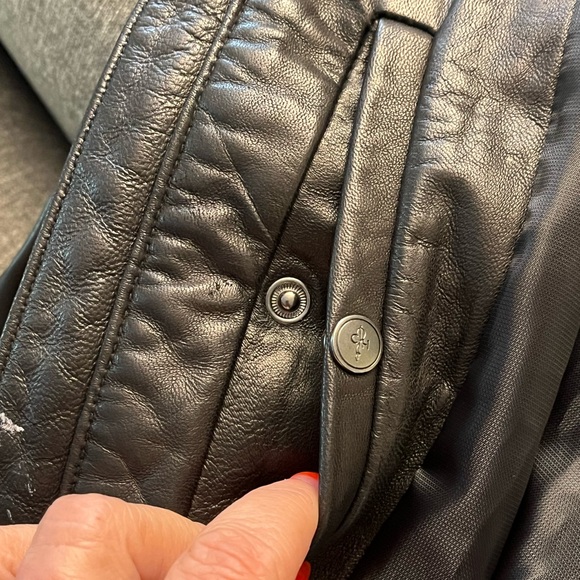 Cole Haan Unisex Sleek Black Leather Jacket Lambskin - Picture 11 of 12